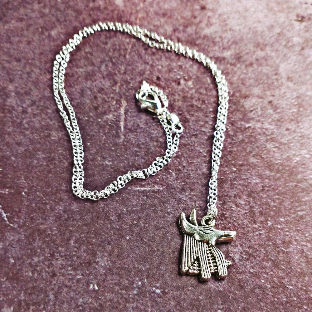 Silver Egyptian Anubis Head Necklace - Picture 2 of 3